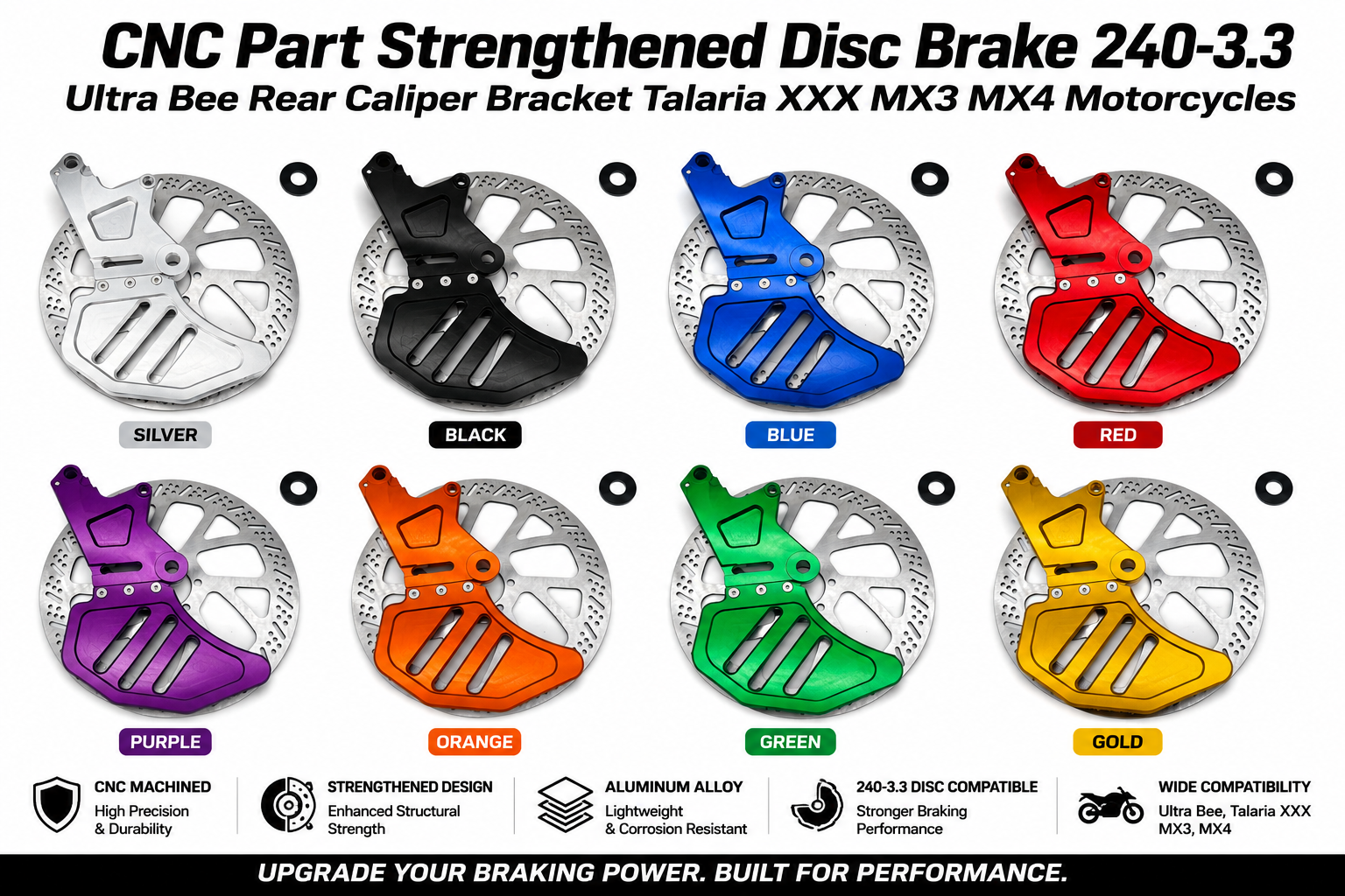 CNC Part Strengthened Disc Brake 240-3.3 Ultra Bee Rear Caliper Bracket Talaria XXX MX3 MX4 Motorcycles