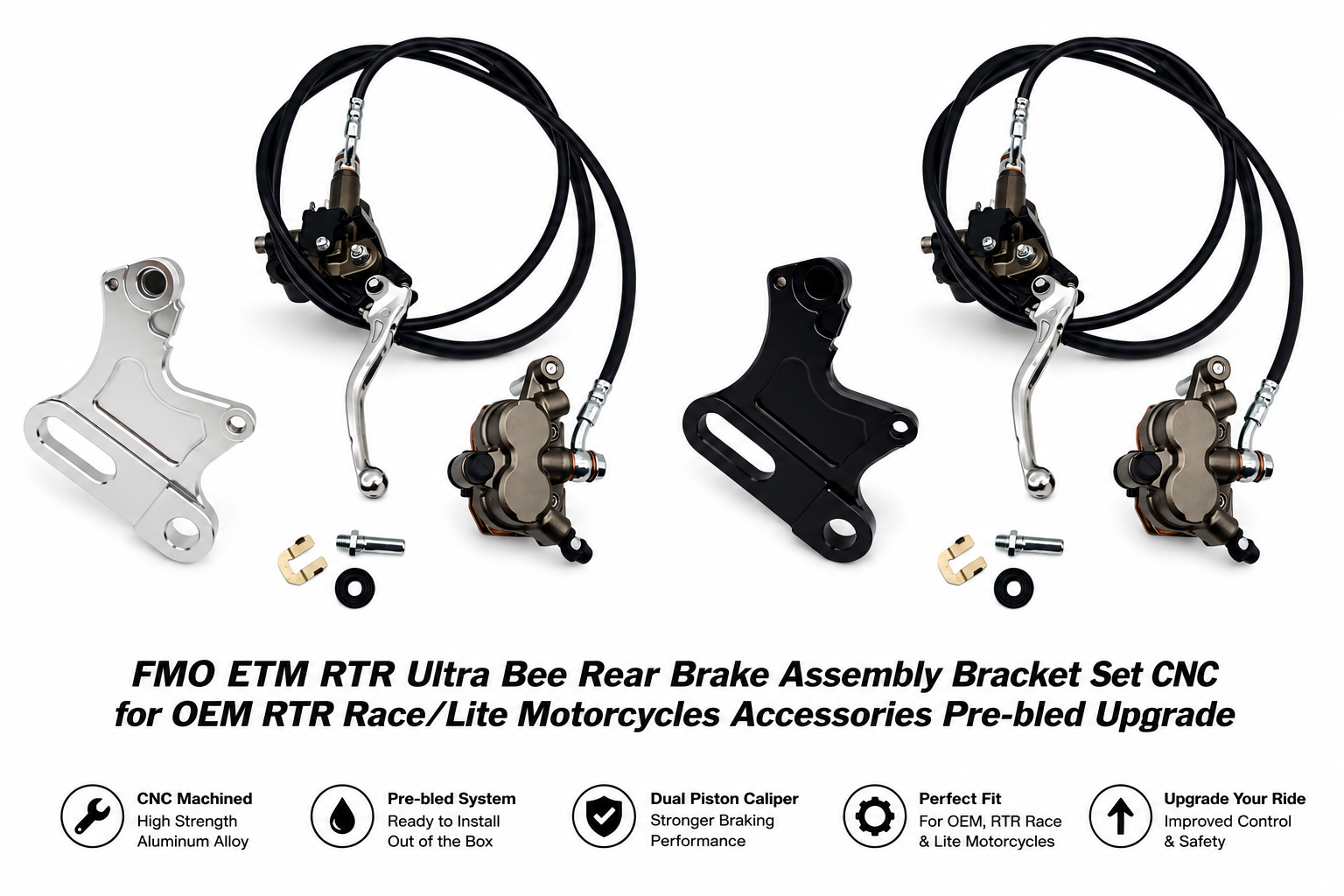 ETM RTR Ultra Bee Rear Brake Assembly Bracket Set CNC for OEM RTR Race/Lite Motorcycles Accessories Pre-bled Upgrade
